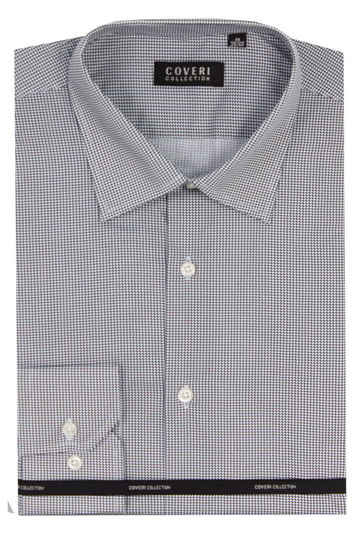 Camicia collo classico in cotone microfantasia