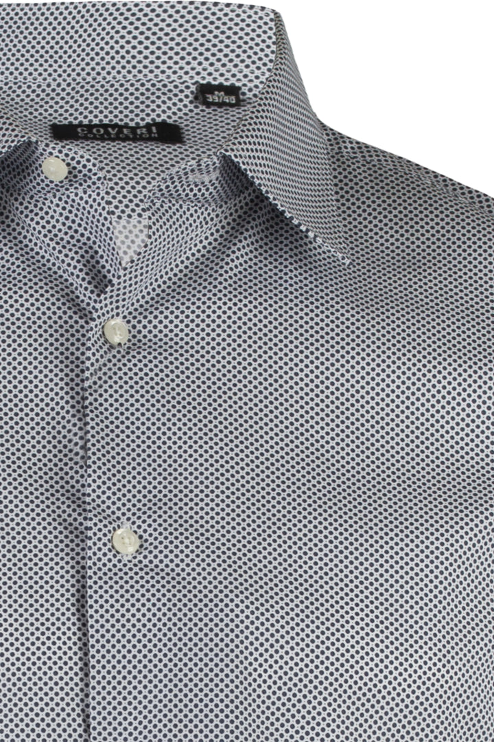 Camicia collo classico in cotone microfantasia