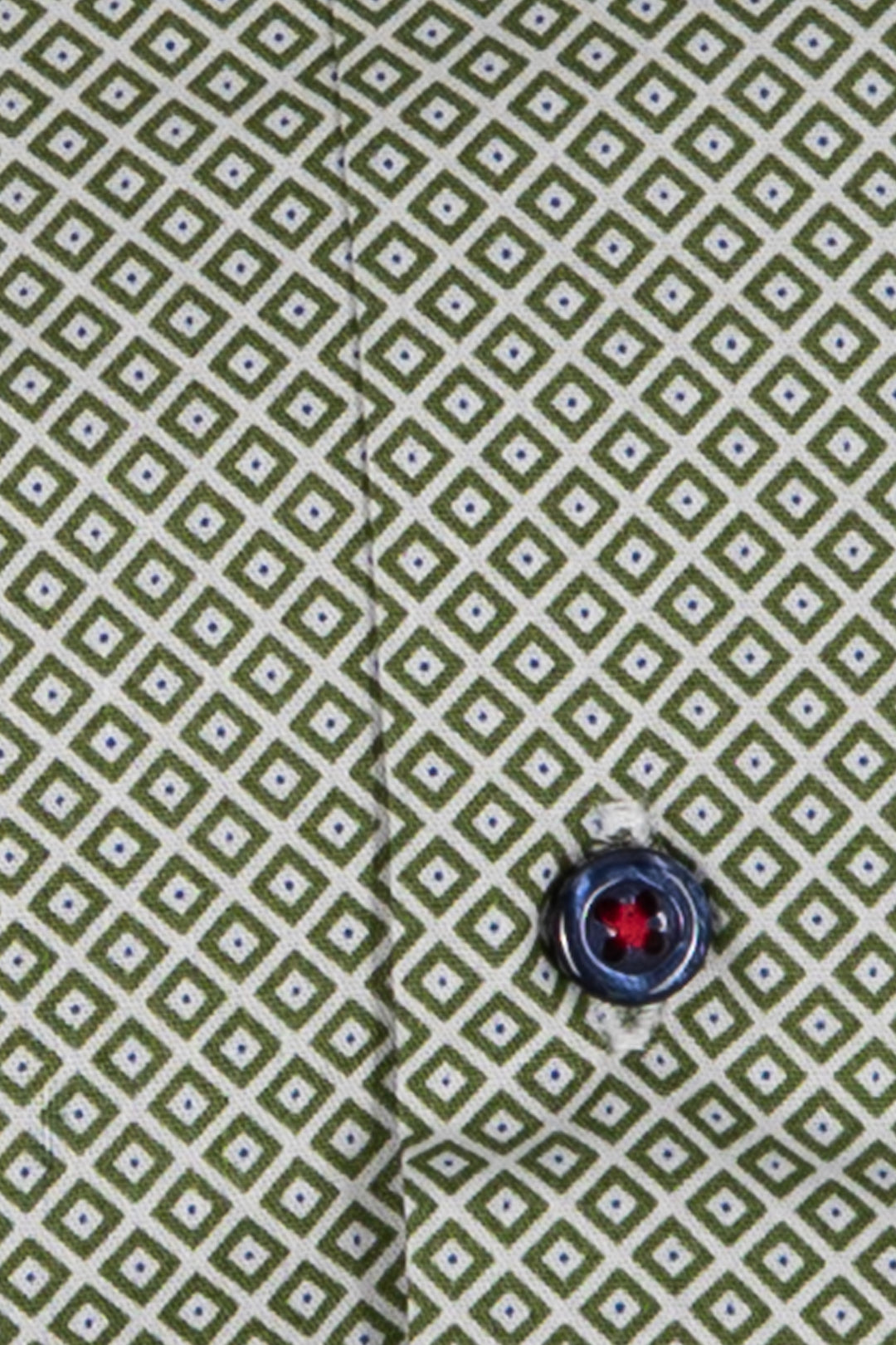 Camicia uomo collo classico Coveri Collection in puro cotone microfantasia con interno collo e polsini in contrasto e ultimo bottone blu