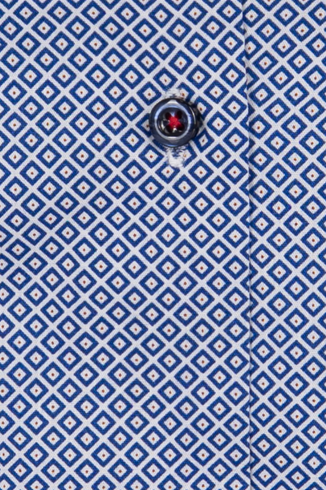 Camicia uomo collo classico Coveri Collection in puro cotone microfantasia con interno collo e polsini in contrasto e ultimo bottone blu