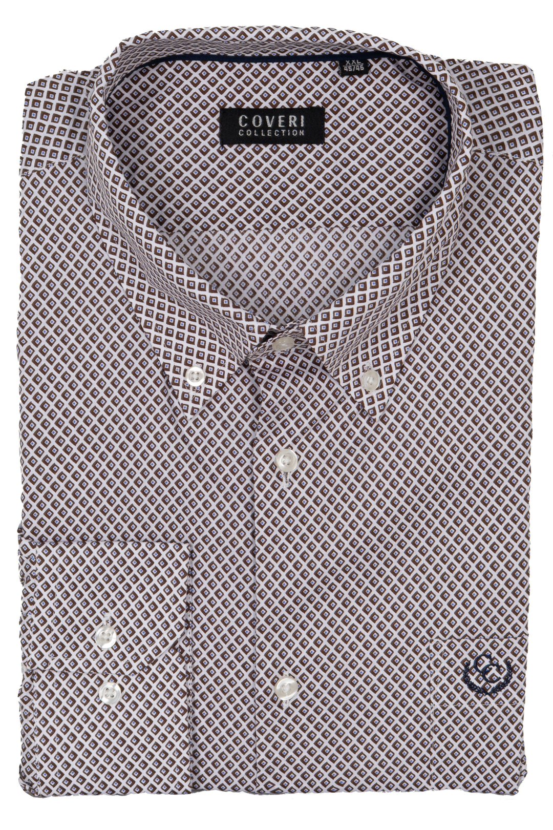 Camicia uomo Coveri Collection in cotone fantasia con logo ricamato sul petto e vestibilità slim fit