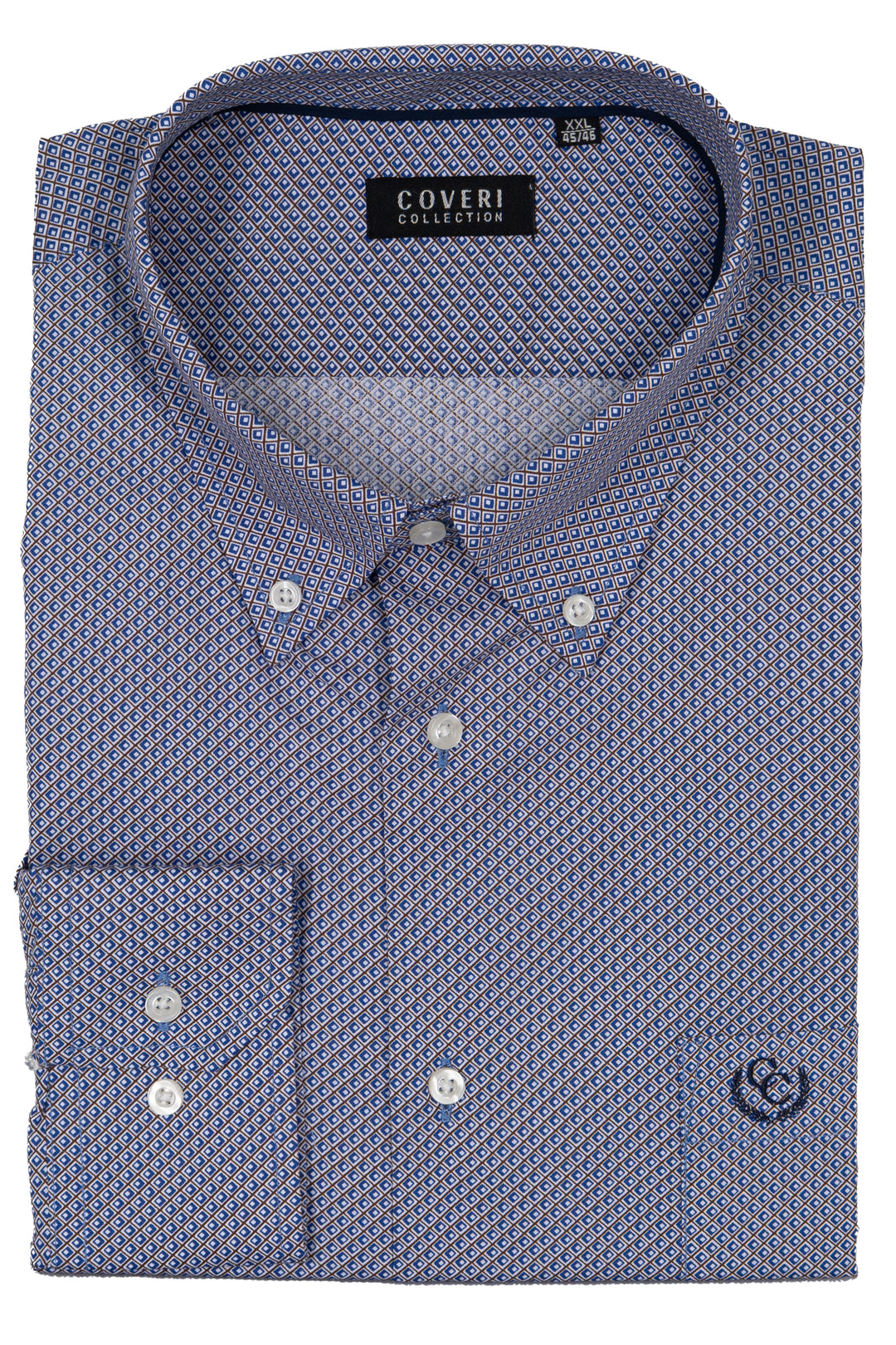 Camicia uomo Coveri Collection in cotone fantasia con logo ricamato sul petto e vestibilità slim fit