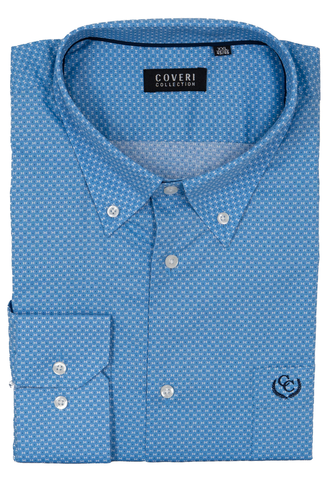 Camicia uomo Coveri Collection in cotone fantasia con logo ricamato sul petto e vestibilità slim fit