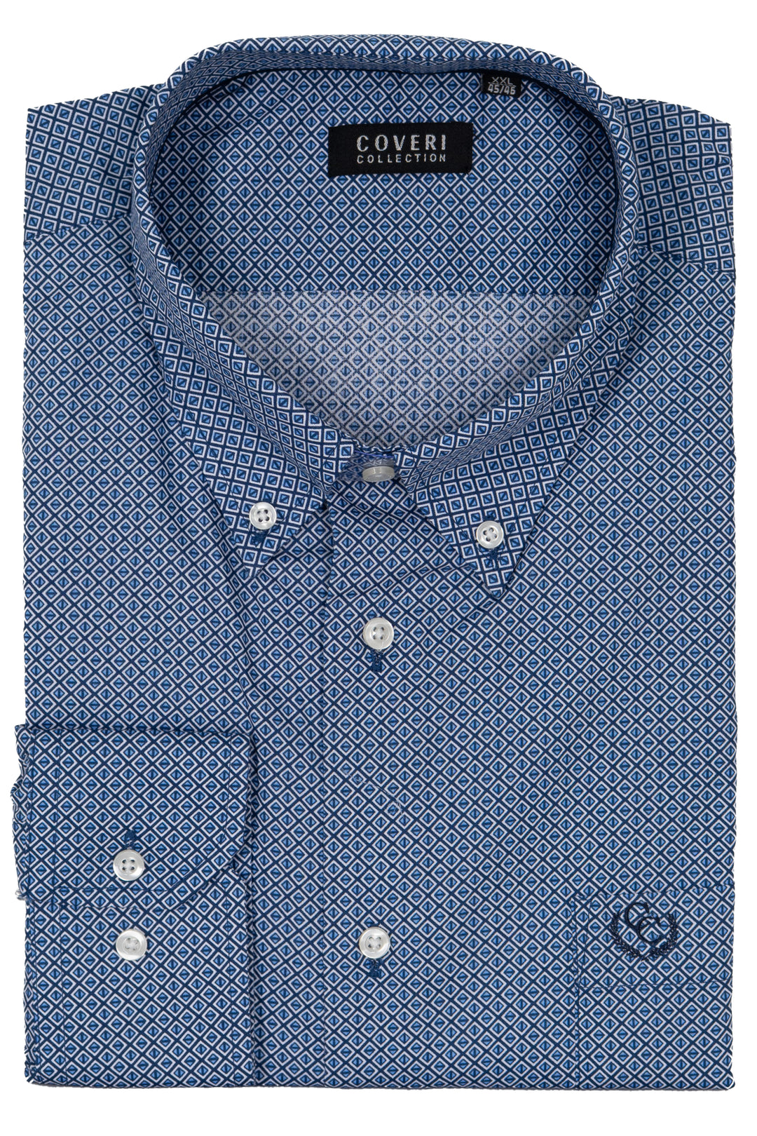 Camicia uomo Coveri Collection in cotone fantasia con logo ricamato sul petto e vestibilità slim fit