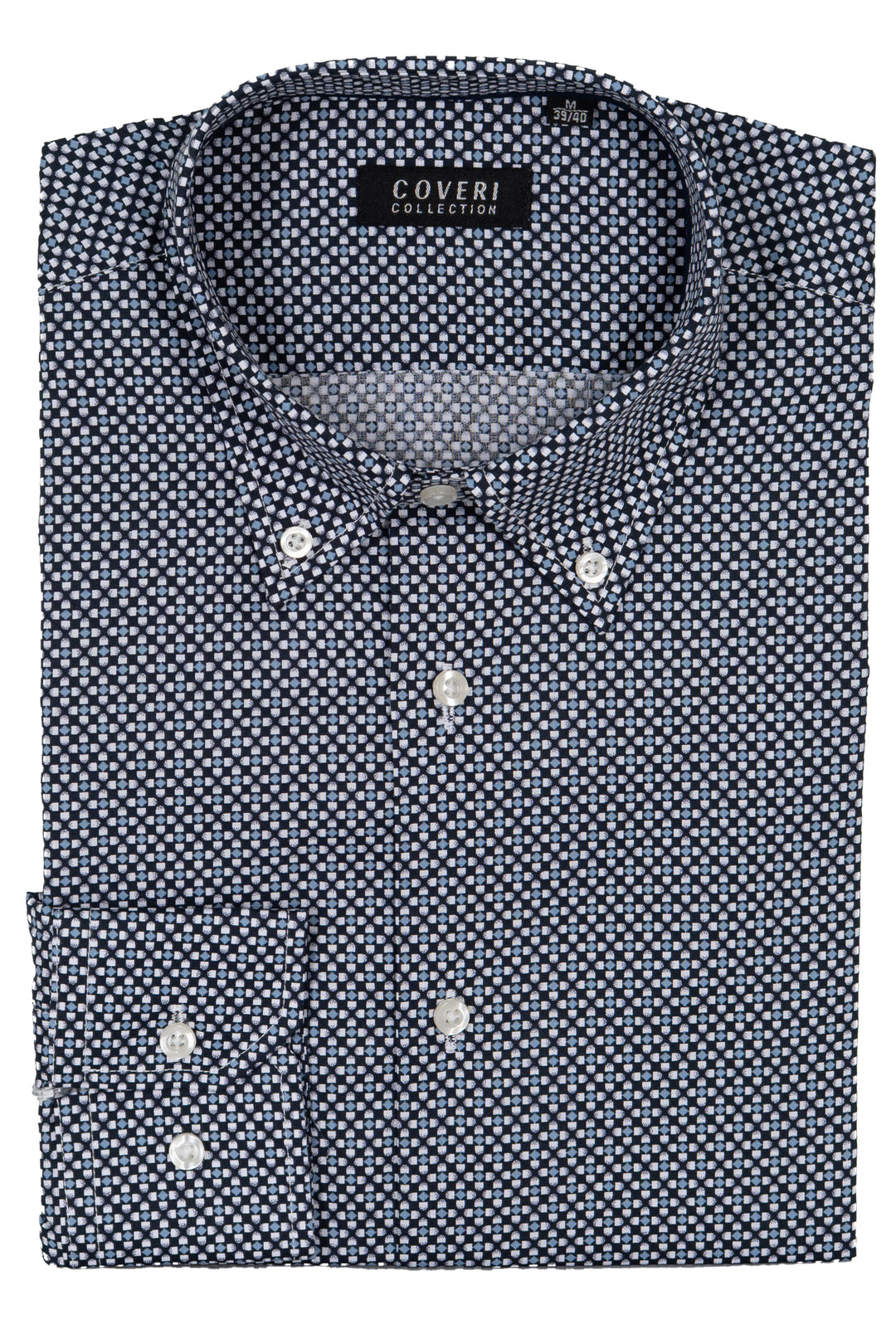 Camicia uomo Coveri Collection in cotone fantasia con logo ricamato sul petto e vestibilità slim fit