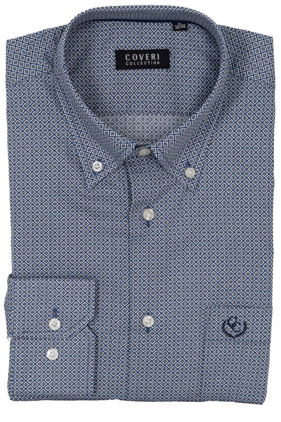 Camicia uomo Coveri Collection in cotone fantasia con logo ricamato sul petto e vestibilità slim fit