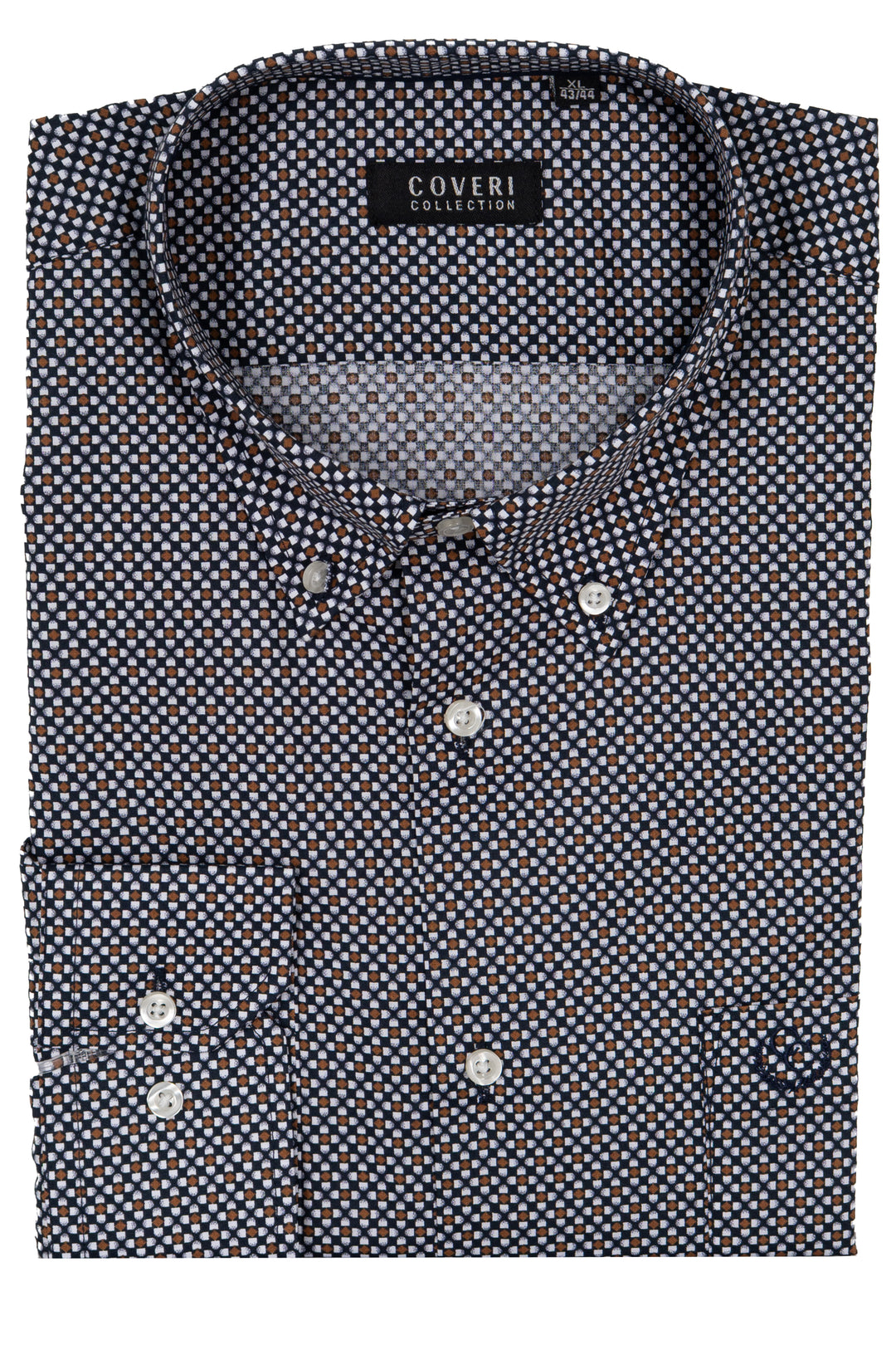 Camicia uomo Coveri Collection in cotone fantasia con logo ricamato sul petto e vestibilità slim fit