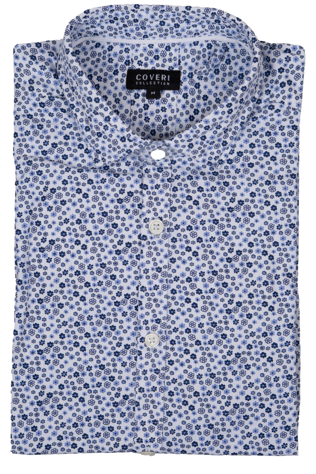 Camicia manica lunga collo classico in cotone microfantasia