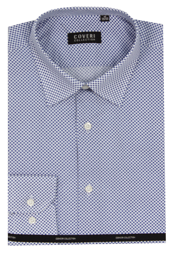 Camicia collo classico in cotone microfantasia