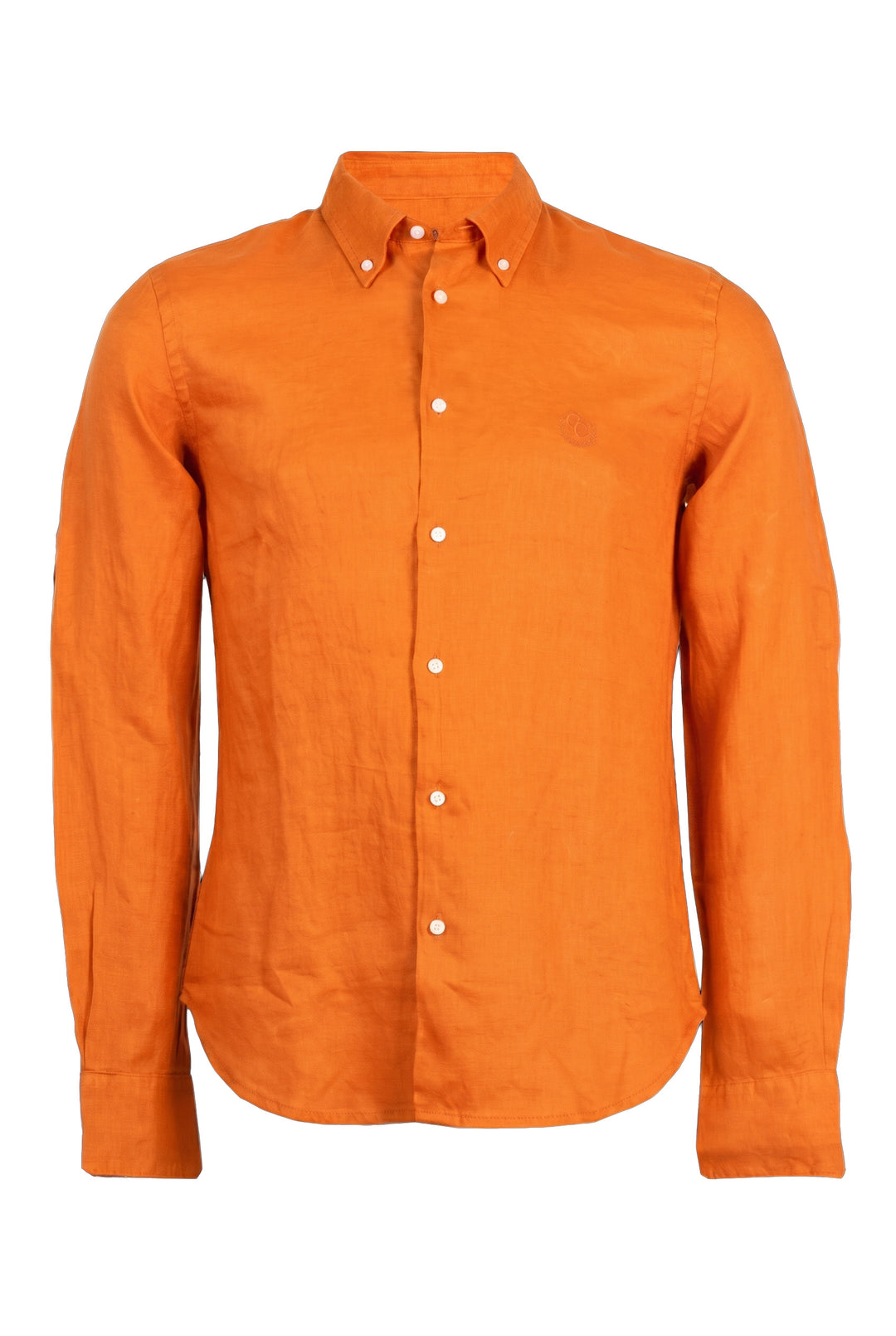 Camicia uomo Coveri Collection in puro lino arancio con collo button down