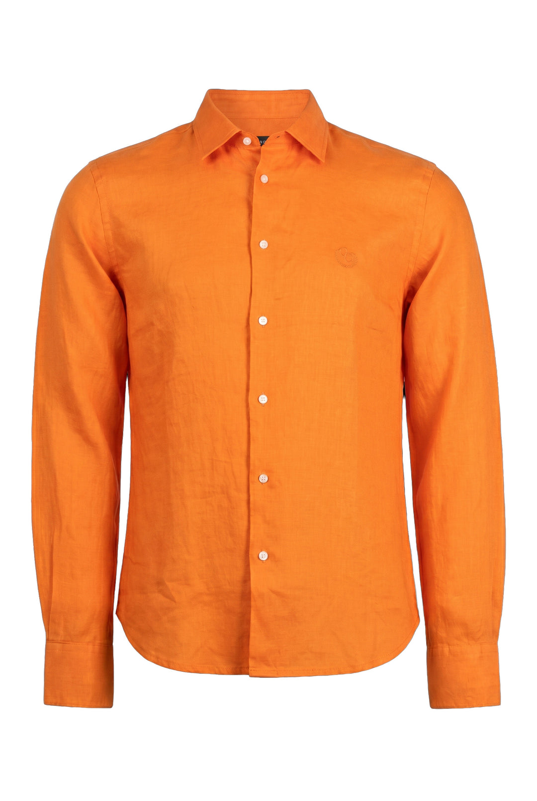 Camicia uomo Coveri Collection in puro lino arancio con collo classico