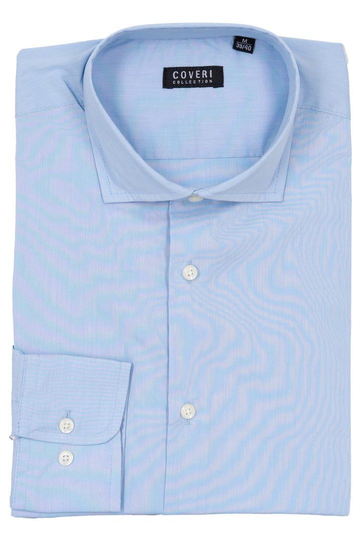 Camicia tinta unita collo francese in cotone elasticizzato