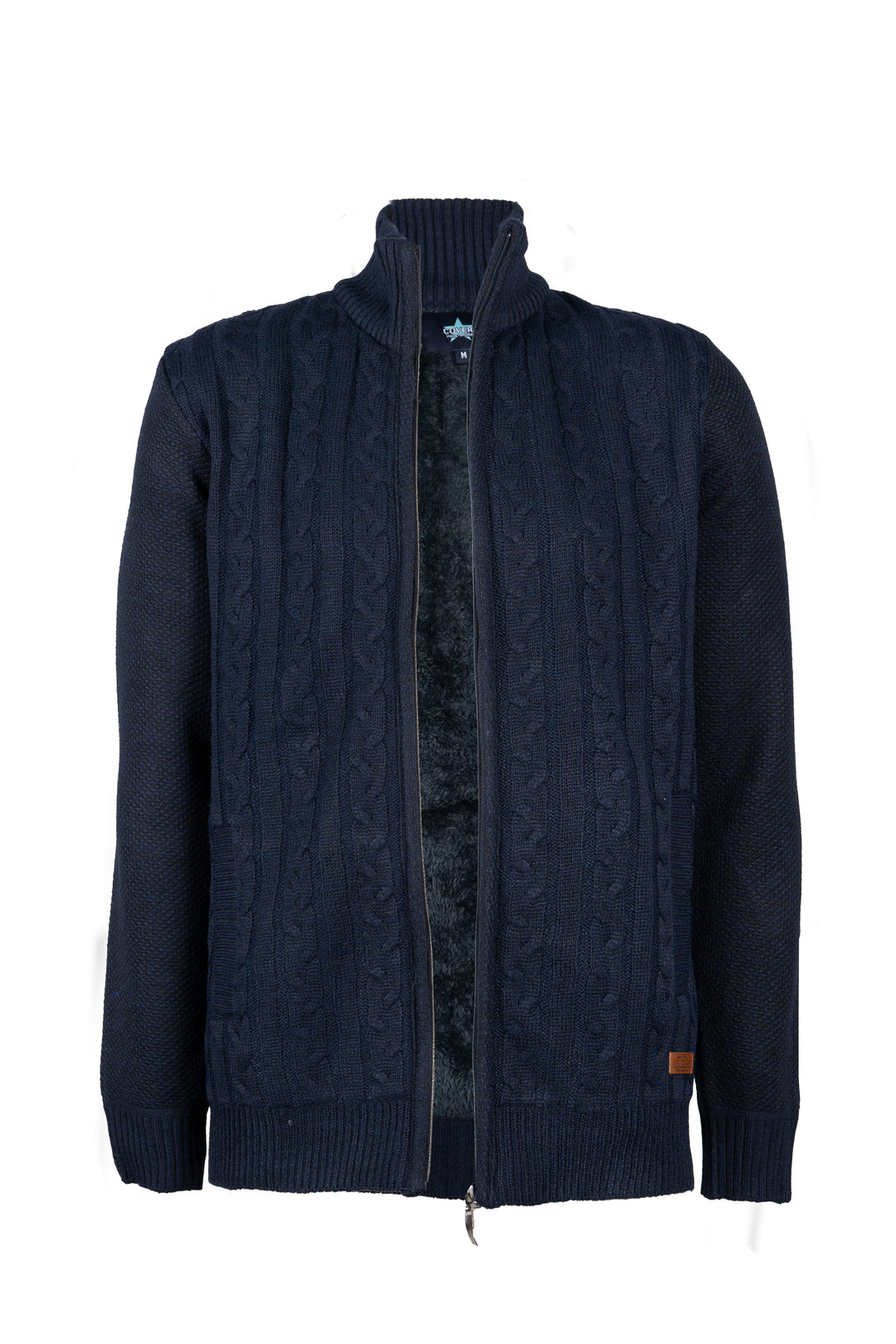 Giacca uomo full zip foderato in teddy con interno collo in contrasto