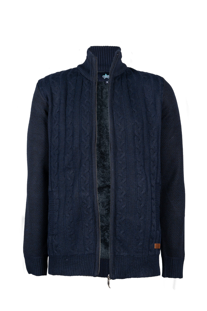 Giacca uomo full zip foderato in teddy con interno collo in contrasto