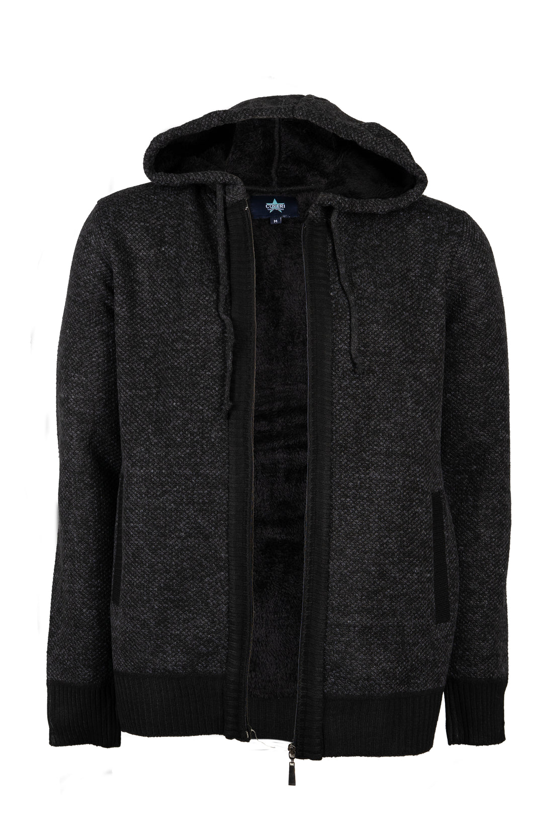 Giacca uomo full zip con cappuccio foderata in teddy
