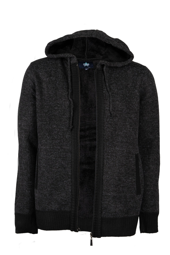 Giacca uomo full zip con cappuccio foderata in teddy