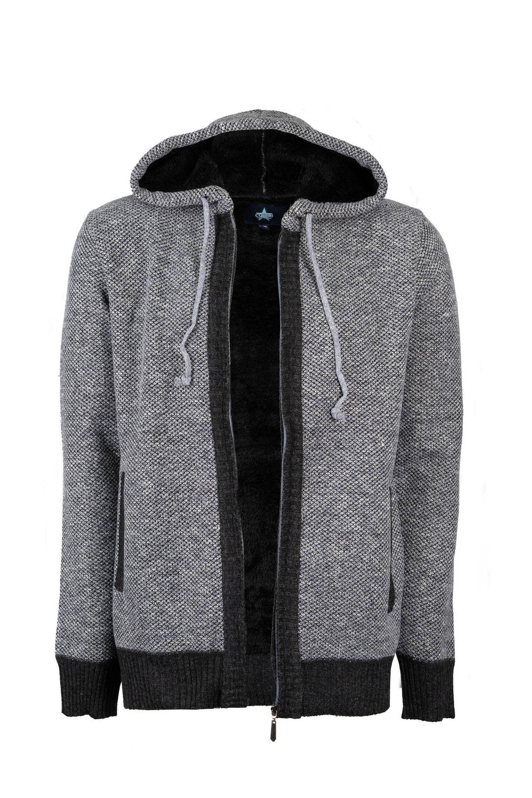 Giacca uomo full zip con cappuccio foderata in teddy
