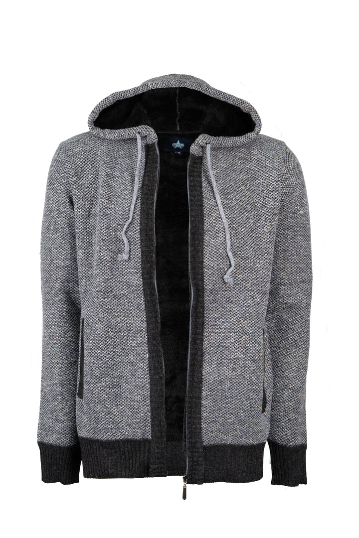 Giacca uomo full zip con cappuccio foderata in teddy