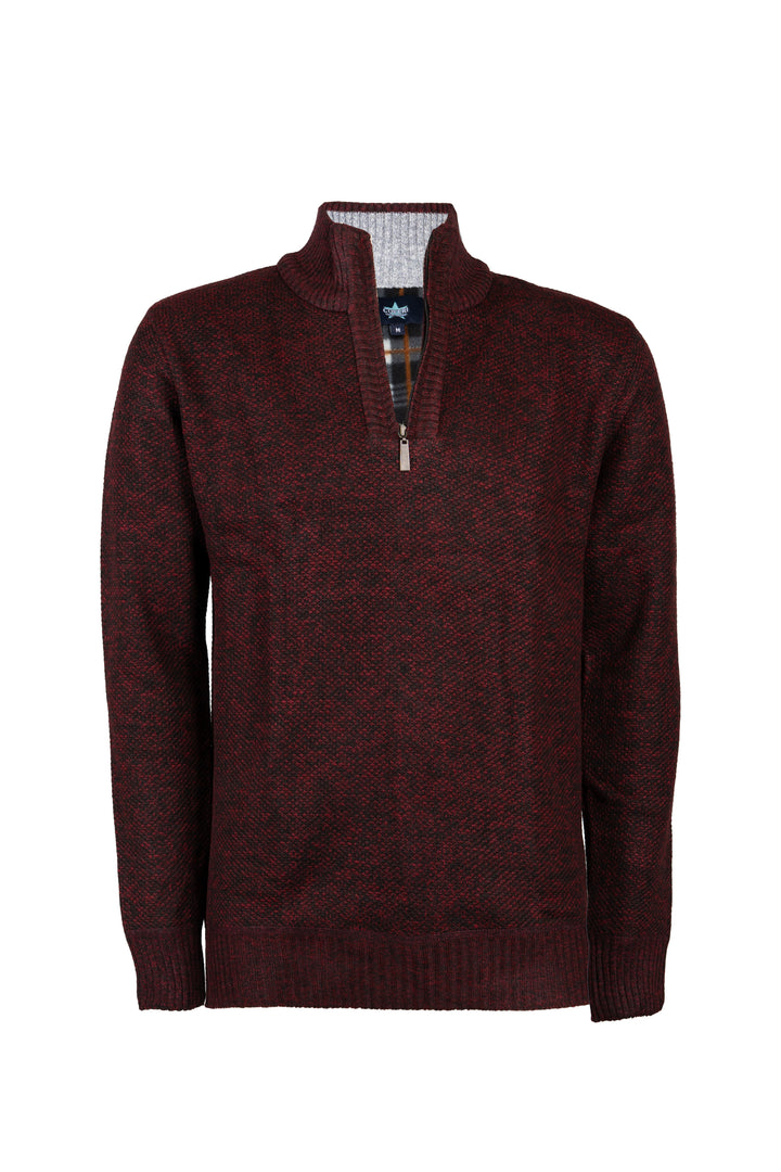 Pullover uomo mezza zip melangiato con interno in pile fantasia