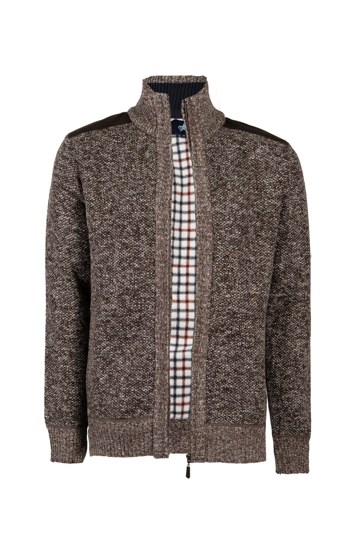 Pullover / giacca full zip foderato in pile a quadri con interno collo in contrasto