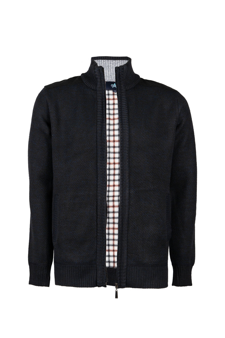 Pullover / giacca full zip foderato in pile a quadri con interno collo in contrasto