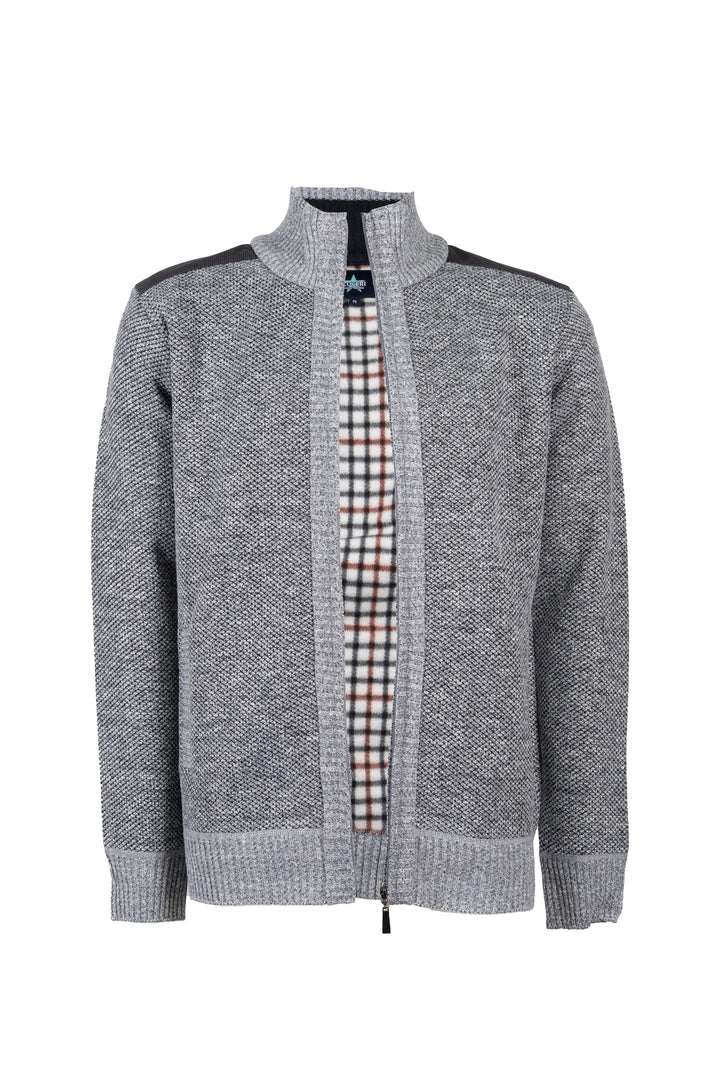 Pullover / giacca full zip foderato in pile a quadri con interno collo in contrasto