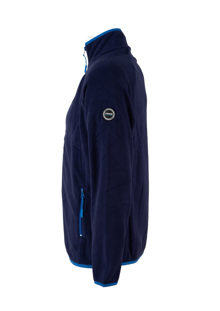 Felpa uomo in pile 220 gr con zip intera e profili in contrasto