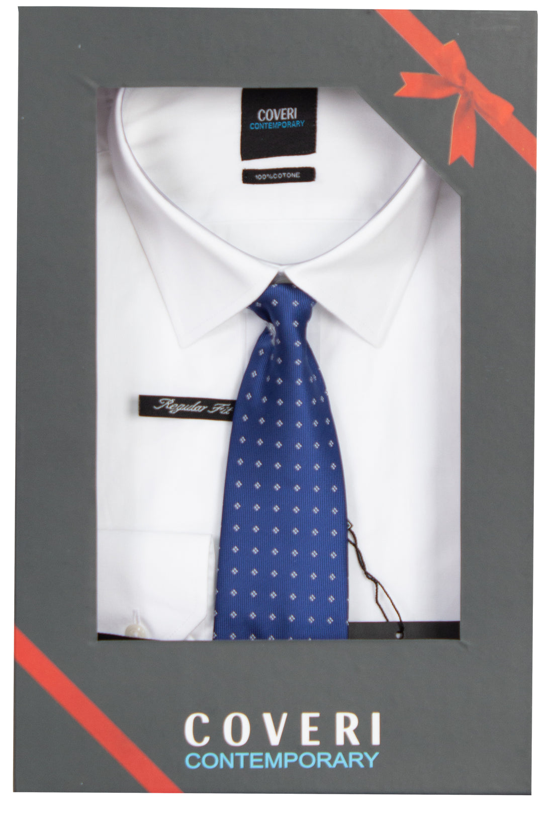 Camicia bianca collo classico con cravatta in scatola regalo