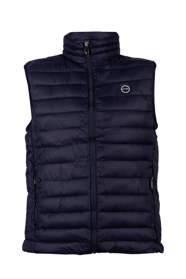 Gilet imbottito 100 gr, zip frontale e logo sul cuore colore blu navy