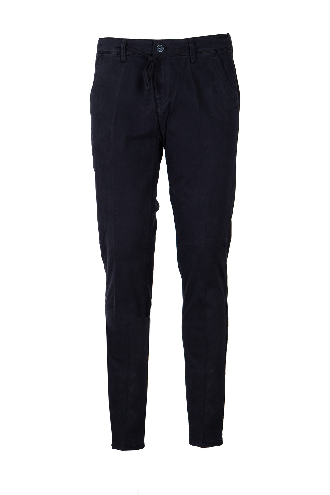 Pantalone uomo elasticizzato tinta unita con elastico in vita, coulisse e vestibilità slim fit