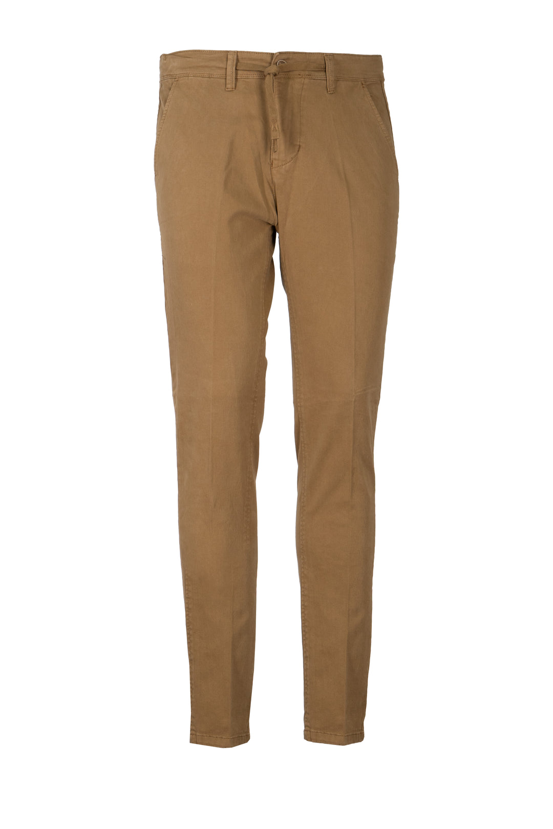 Pantalone uomo elasticizzato tinta unita con elastico in vita, coulisse e vestibilità slim fit
