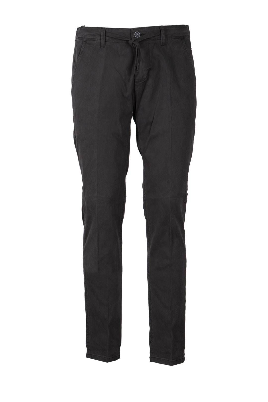 Pantalone uomo elasticizzato tinta unita con elastico in vita, coulisse e vestibilità slim fit