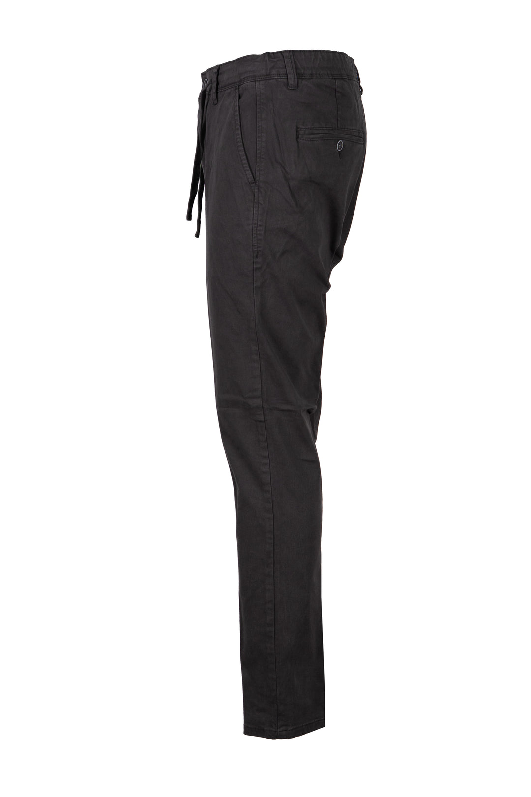 Pantalone uomo elasticizzato tinta unita con elastico in vita, coulisse e vestibilità slim fit