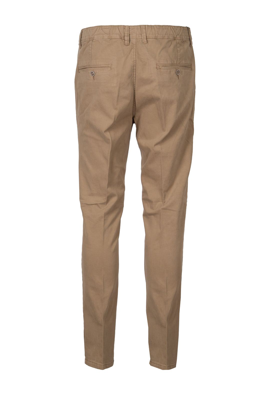 Pantalone uomo elasticizzato tinta unita con elastico in vita, coulisse e vestibilità slim fit