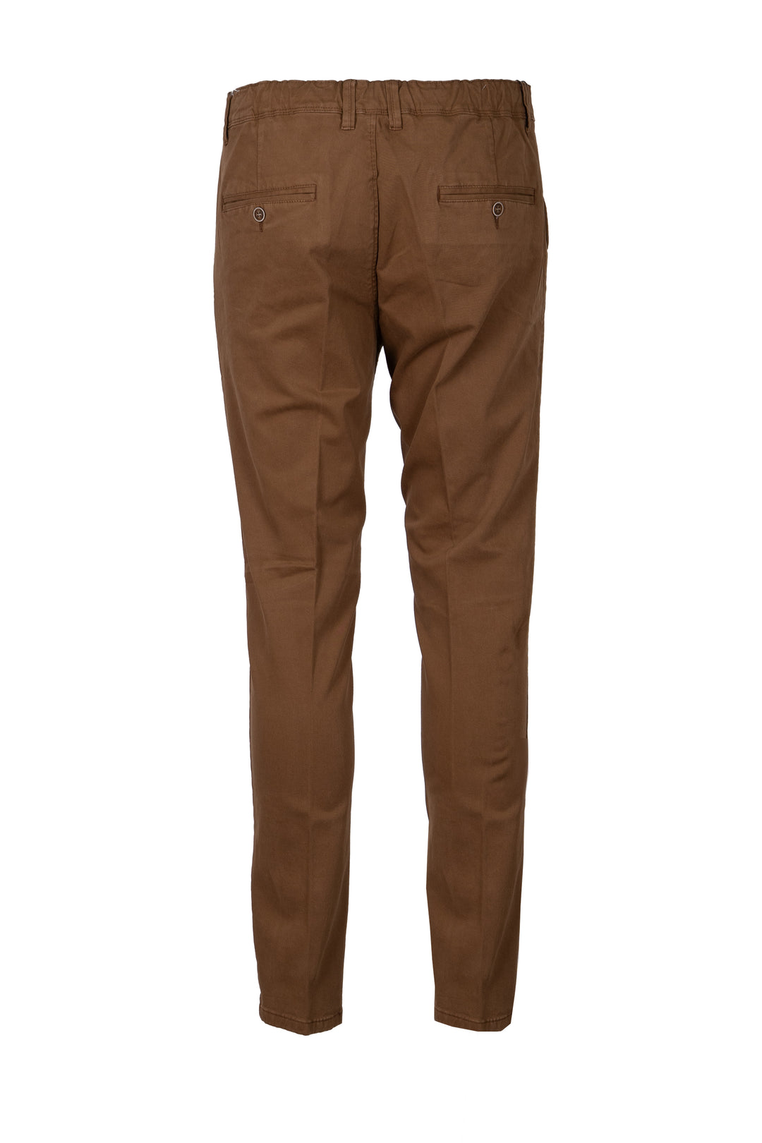 Pantalone uomo elasticizzato tinta unita con elastico in vita, coulisse e vestibilità slim fit