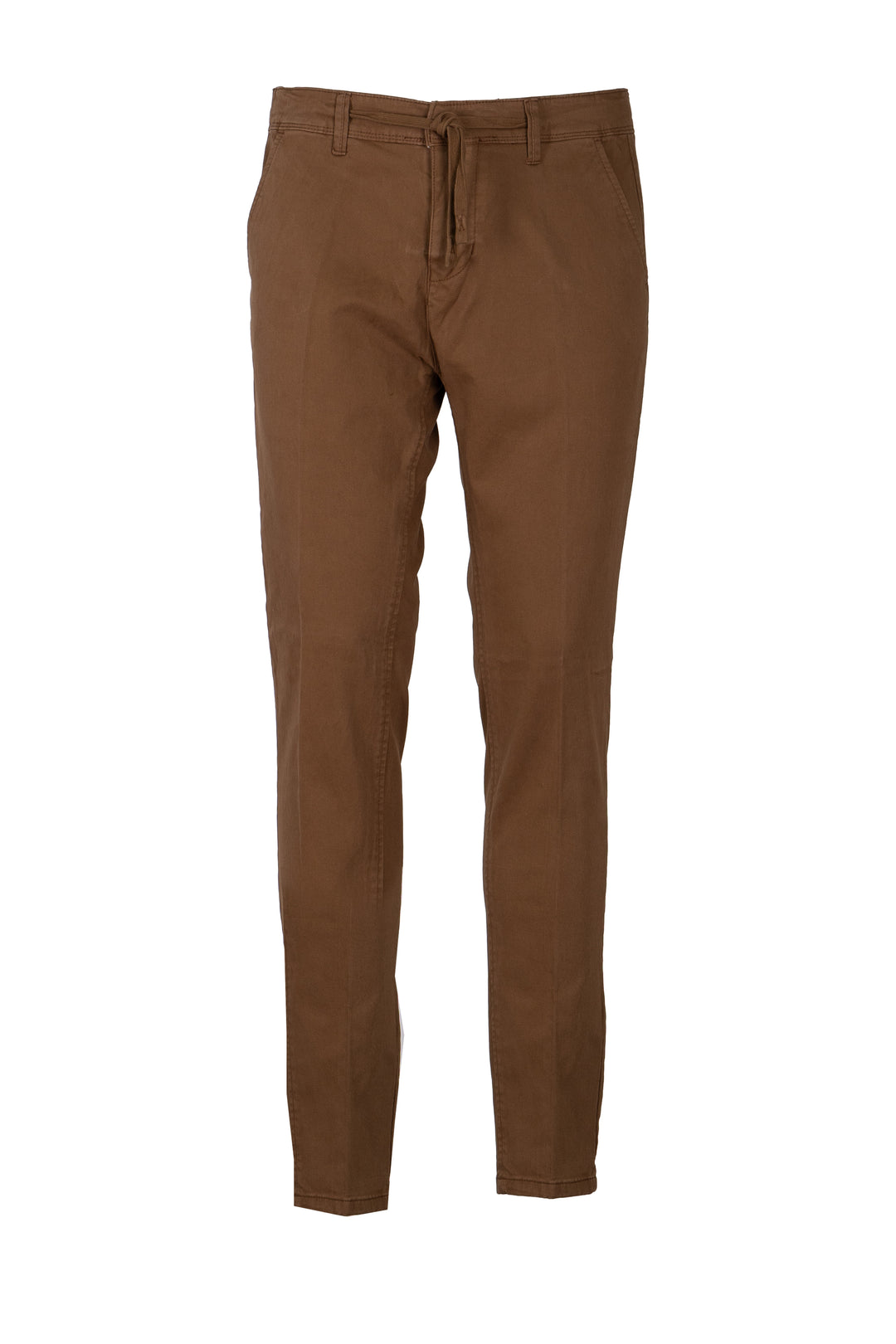 Pantalone uomo elasticizzato tinta unita con elastico in vita, coulisse e vestibilità slim fit