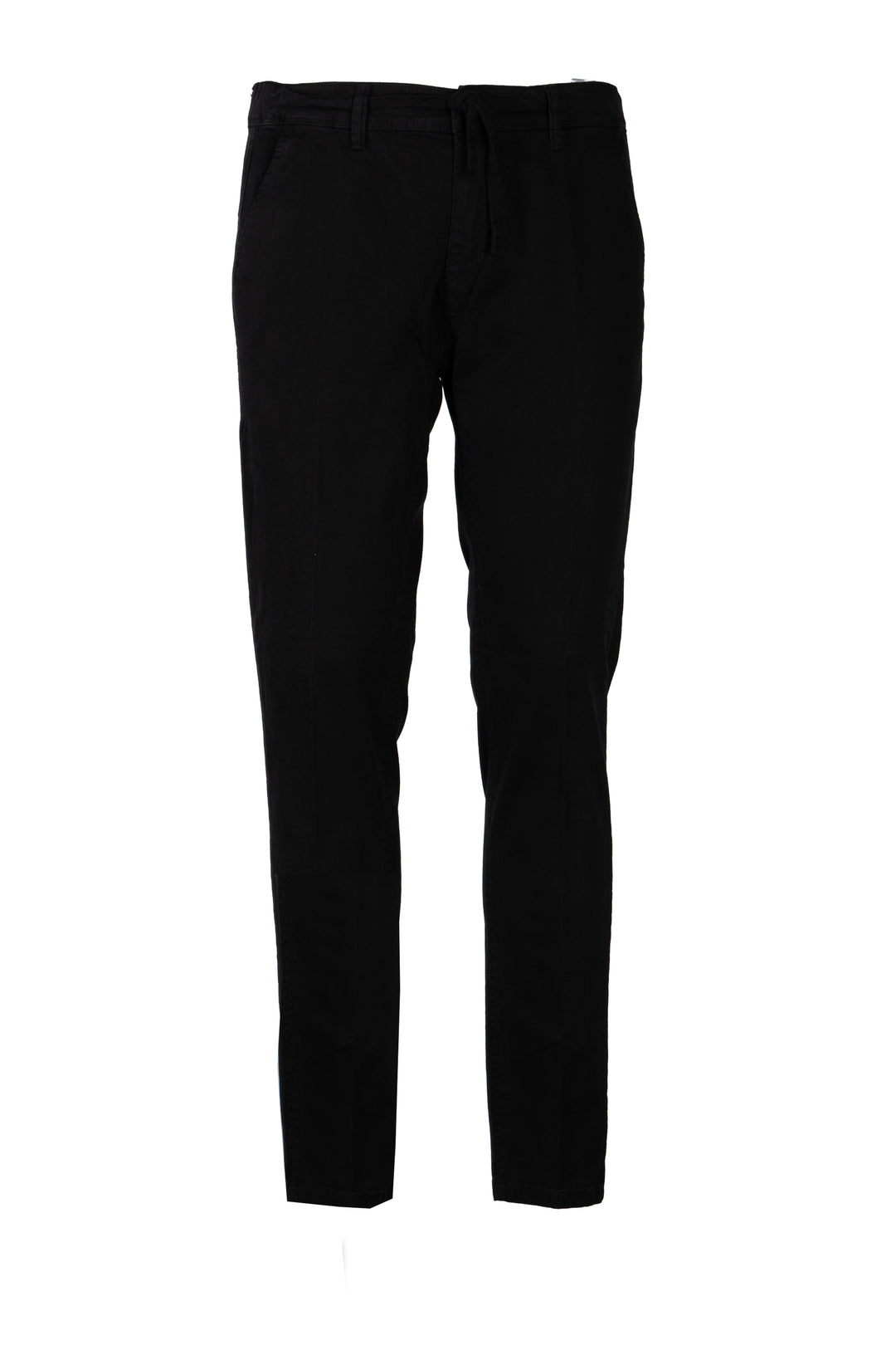 Pantalone uomo elasticizzato tinta unita con elastico in vita, coulisse e vestibilità slim fit