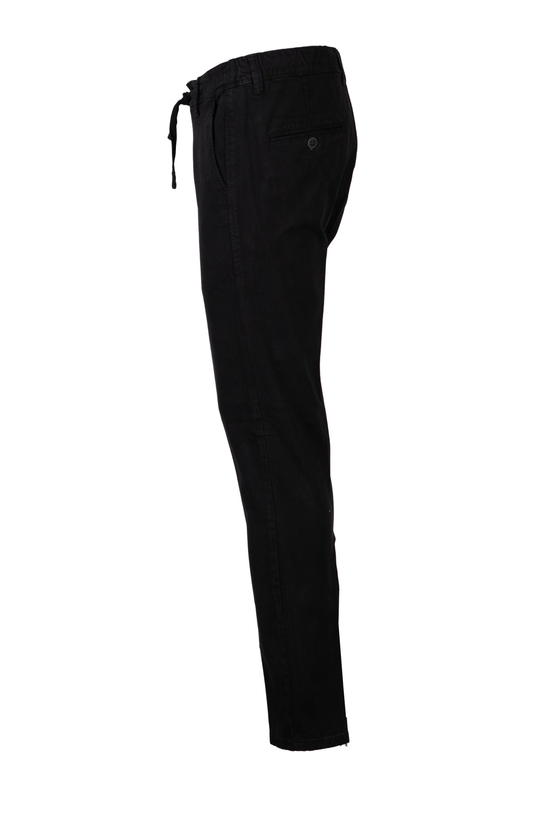 Pantalone uomo elasticizzato tinta unita con elastico in vita, coulisse e vestibilità slim fit