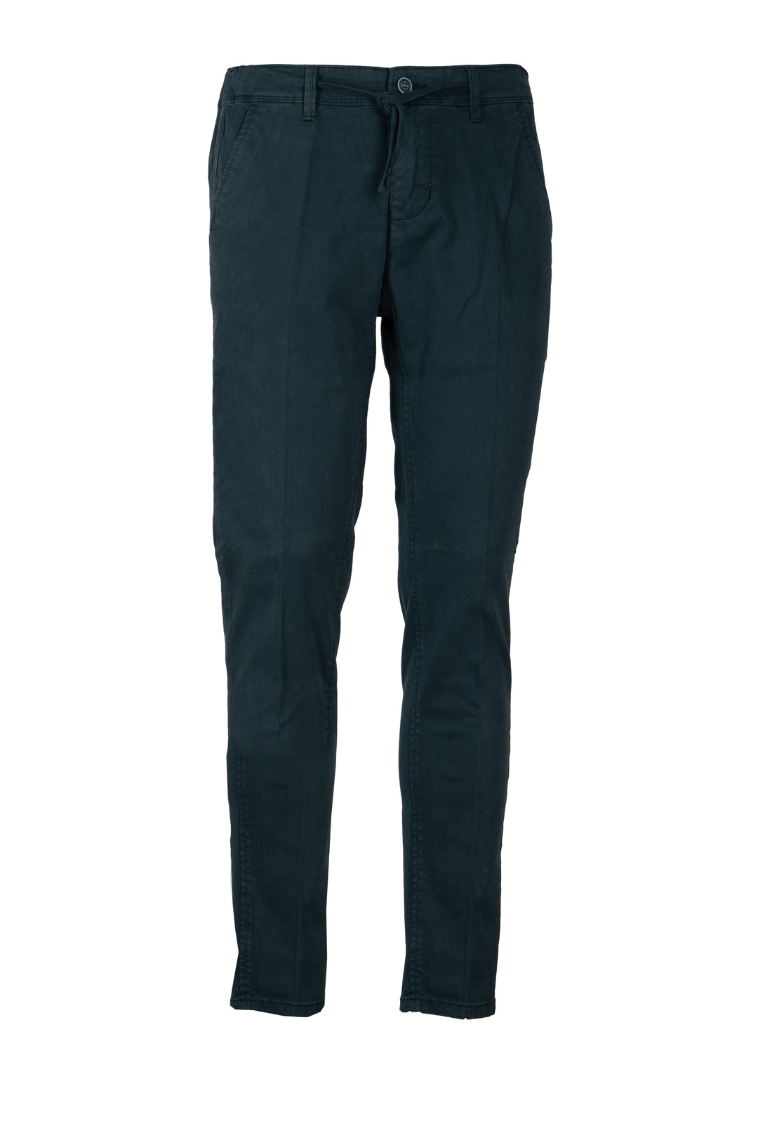 Pantalone uomo elasticizzato tinta unita con elastico in vita, coulisse e vestibilità slim fit