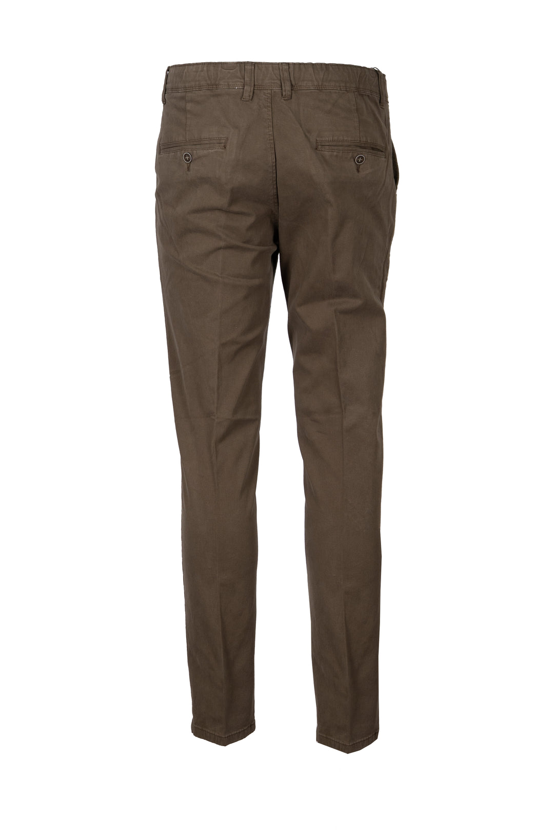 Pantalone uomo elasticizzato tinta unita con elastico in vita, coulisse e vestibilità slim fit