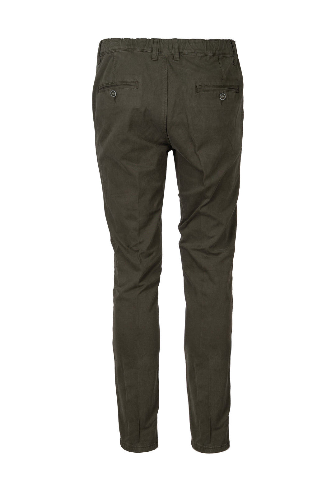 Pantalone uomo elasticizzato tinta unita con elastico in vita, coulisse e vestibilità slim fit