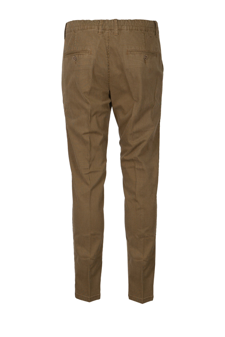 Pantalone uomo con elastico in vita e coulisse in twill microfantasia rigata con vestibilità slimfit