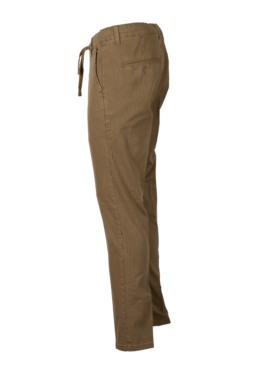 Pantalone uomo con elastico in vita e coulisse in twill microfantasia rigata con vestibilità slimfit