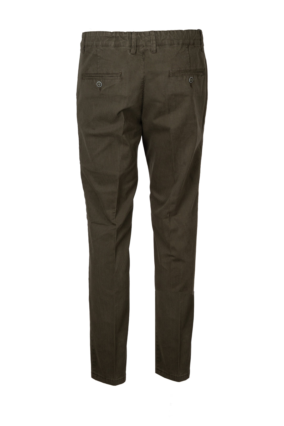 Pantalone uomo con elastico in vita e coulisse in twill microfantasia rigata con vestibilità slimfit