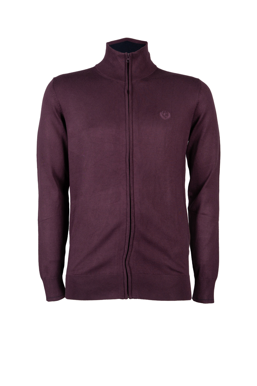 Cardigan zip intera con contrasti e logo sul cuore