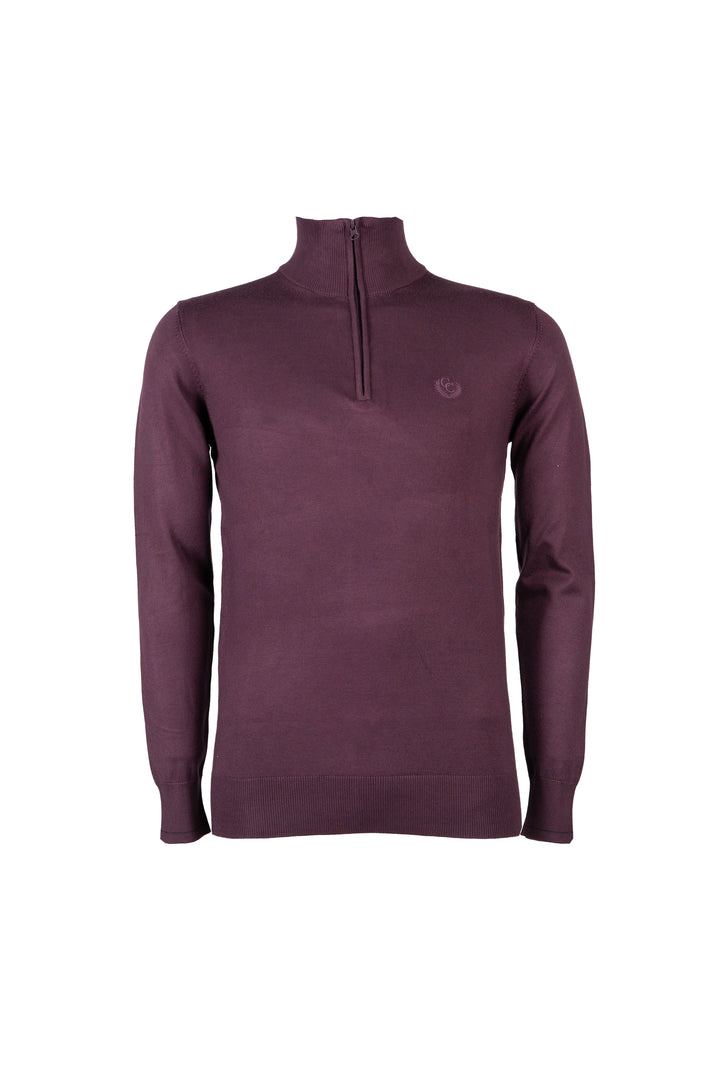 Cardigan mezza zip con contrasti e logo sul cuore