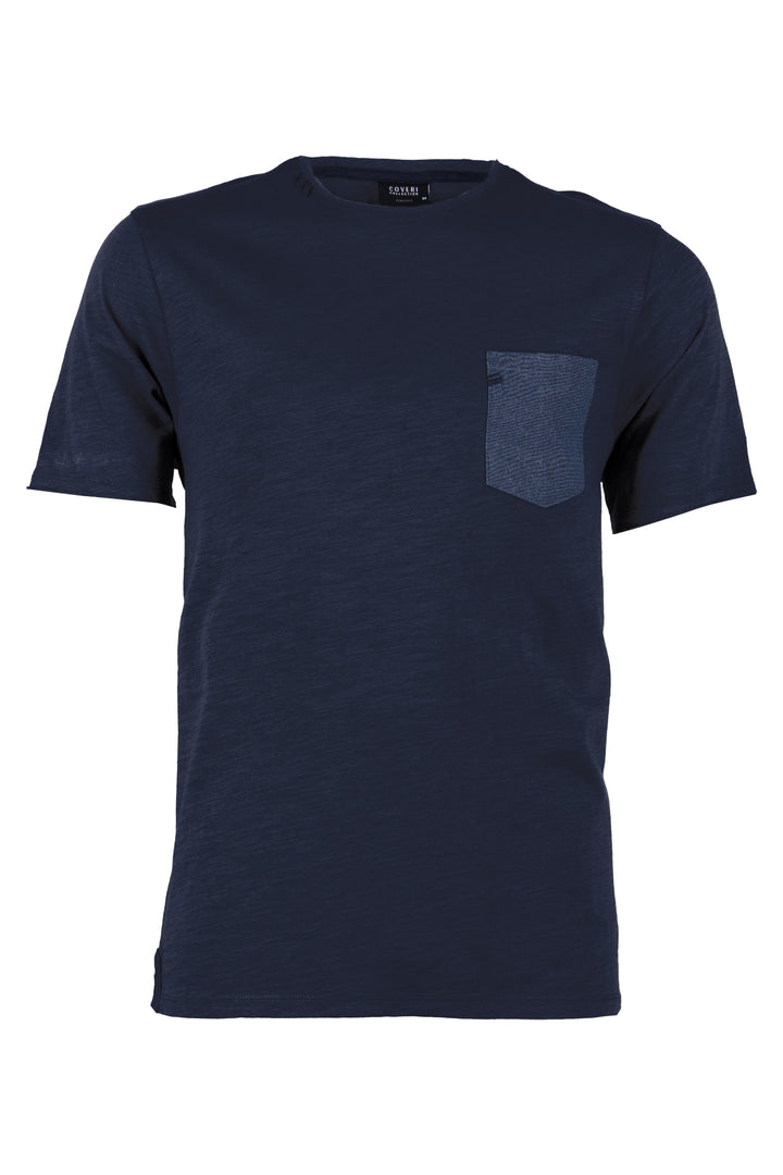 T-shirt uomo girocollo Coveri Collection con taschino chambray stampa all over