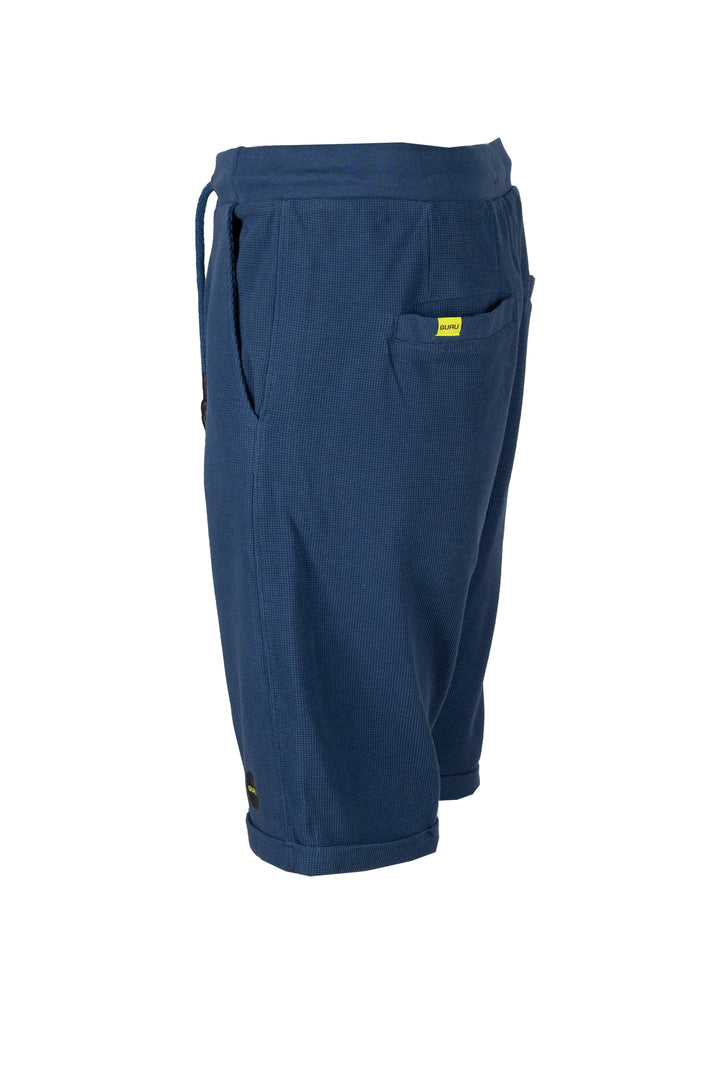 Bermuda uomo guru in cotone waffle texture con coulisse e logo sulla coscia
