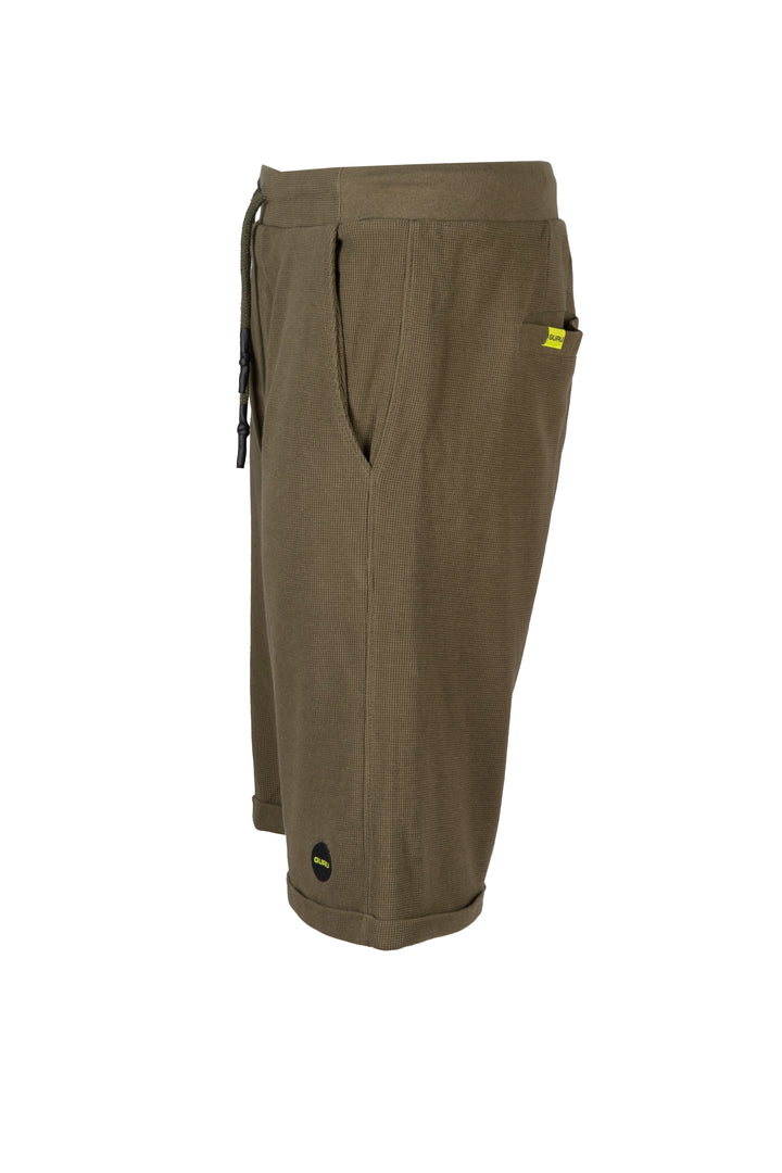 Bermuda uomo guru in cotone waffle texture con coulisse e logo sulla coscia