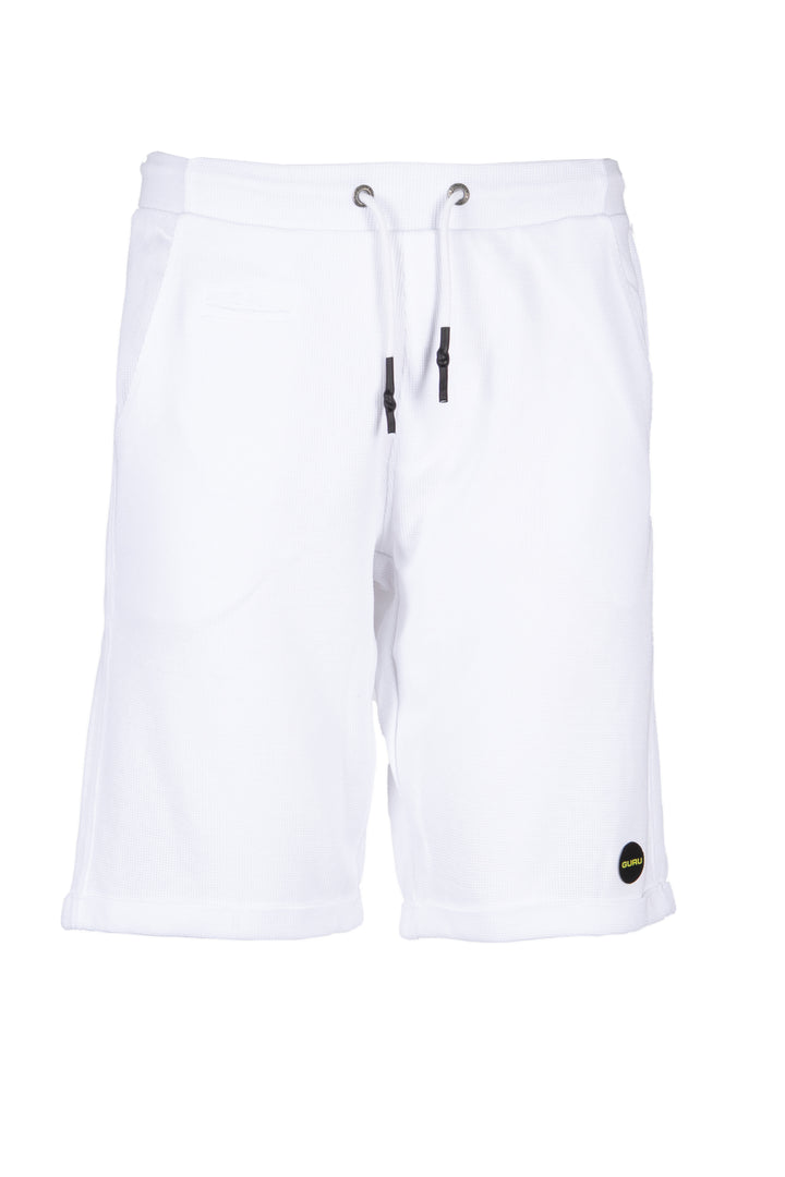 Bermuda uomo guru in cotone waffle texture con coulisse e logo sulla coscia